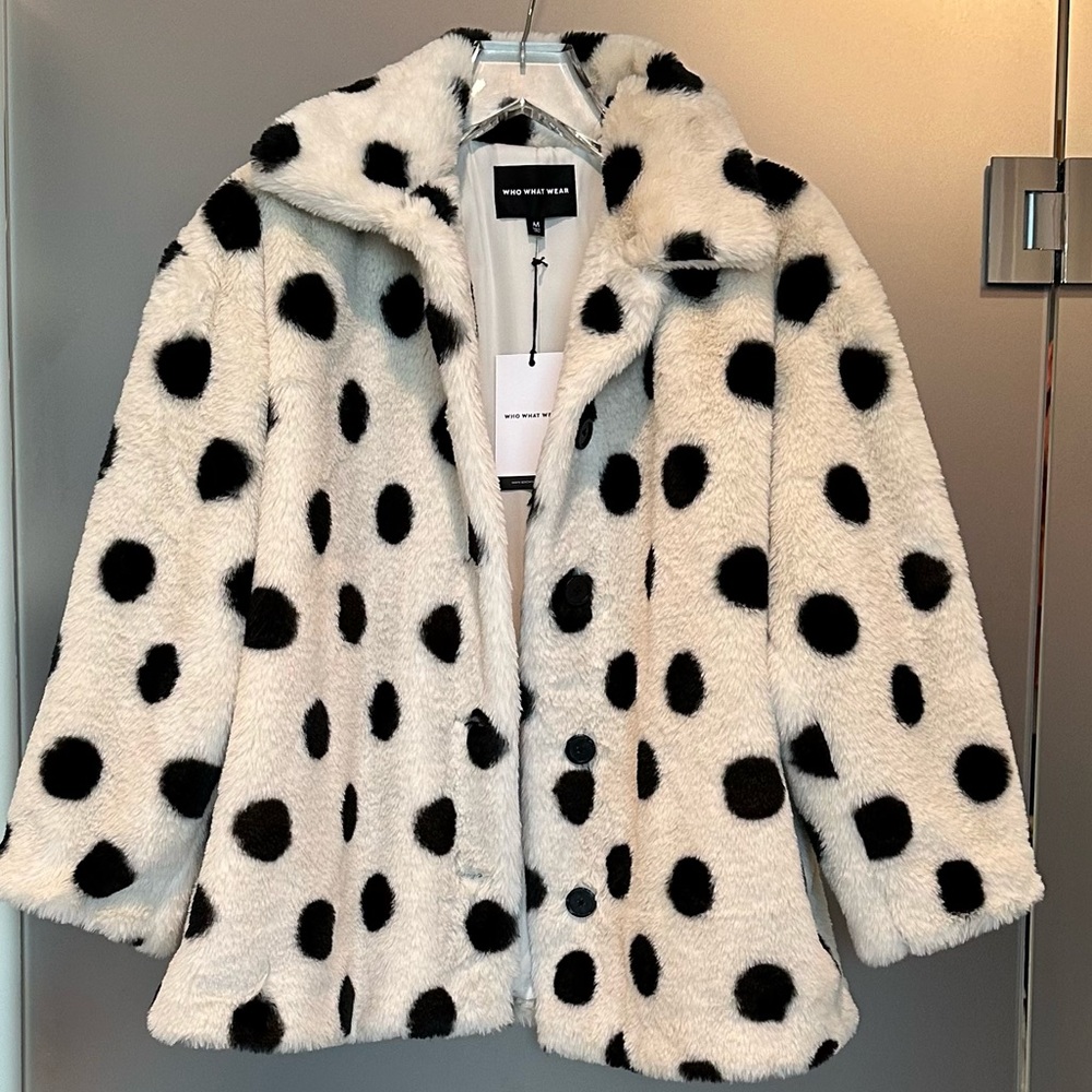 Faux Fur Polka Dot Coat
